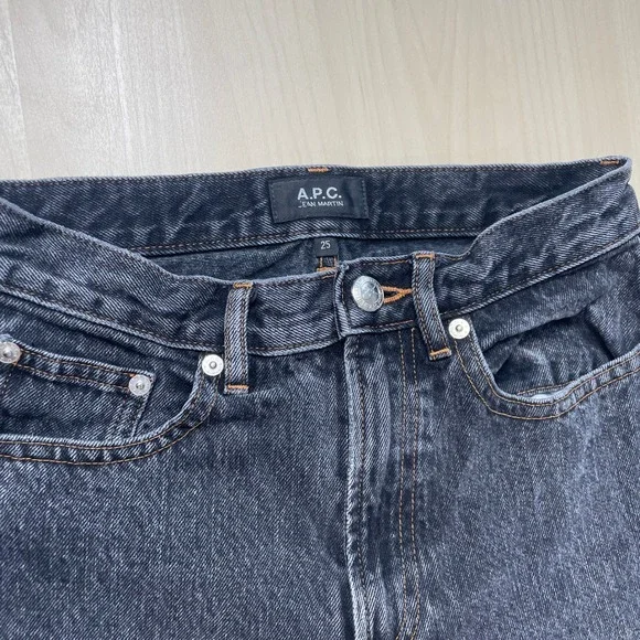 A.P.C. Women Black Martin Straight Vintage Stone-Washed Jeans Gray Size 25
